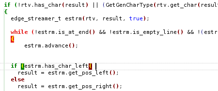 Unmatched braces and parentheses highlighted